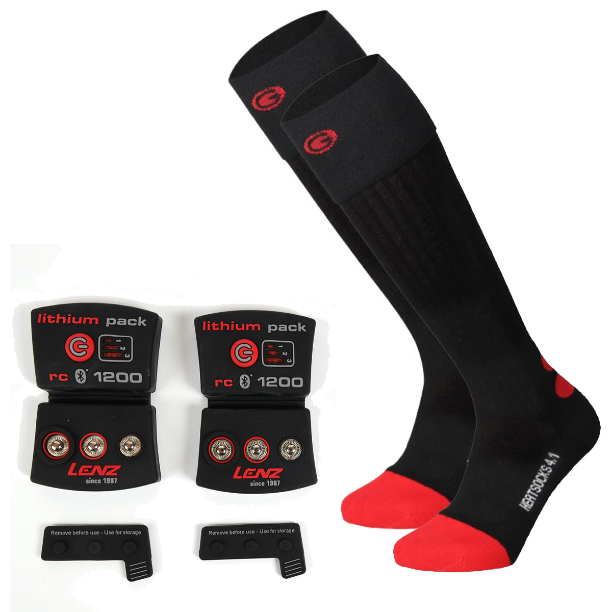 Lenz Heat Sock 4.1 Toe Cap + Lithium Pack RCB 1200